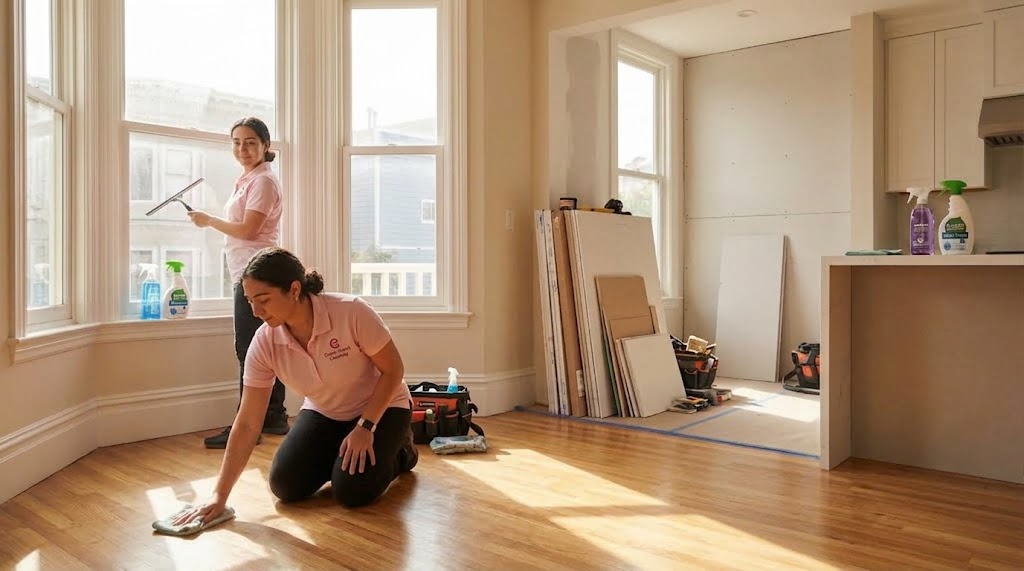 Post-construction cleaning inside a residential home