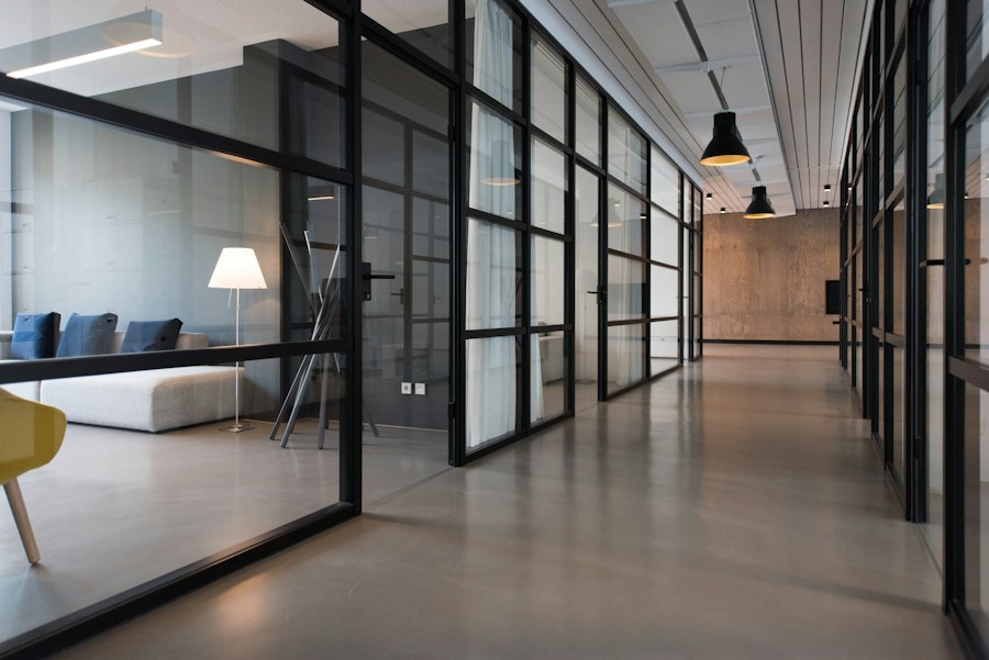 Clean office corridor and meeting spaces
